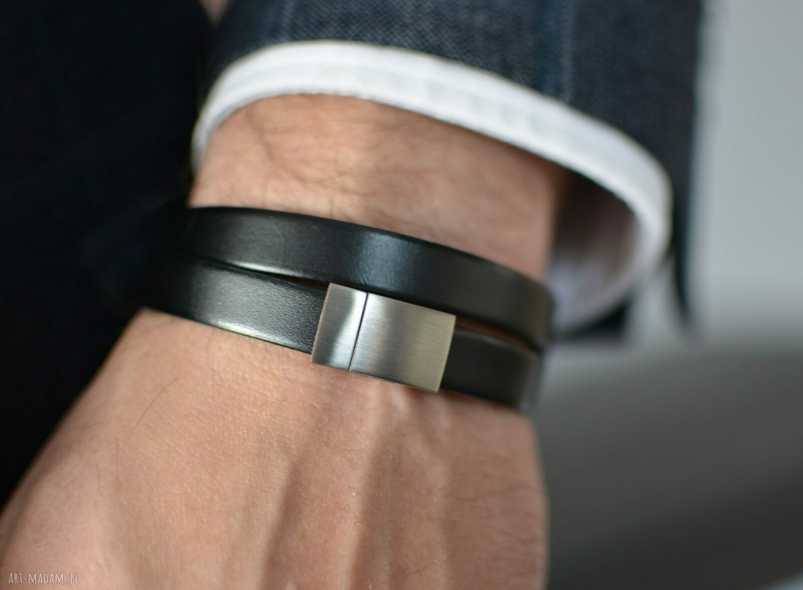 Bransoletka męska magnetoos double satin steel czarna