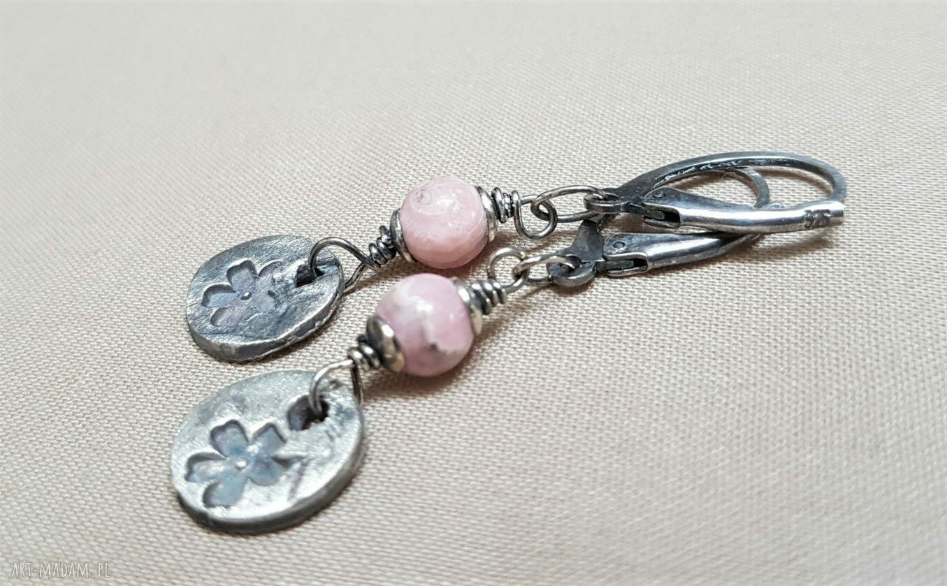 Bransoletka ze srebra 925 i rodchrozytu 727 - łososiowy róż, delikatne piękno