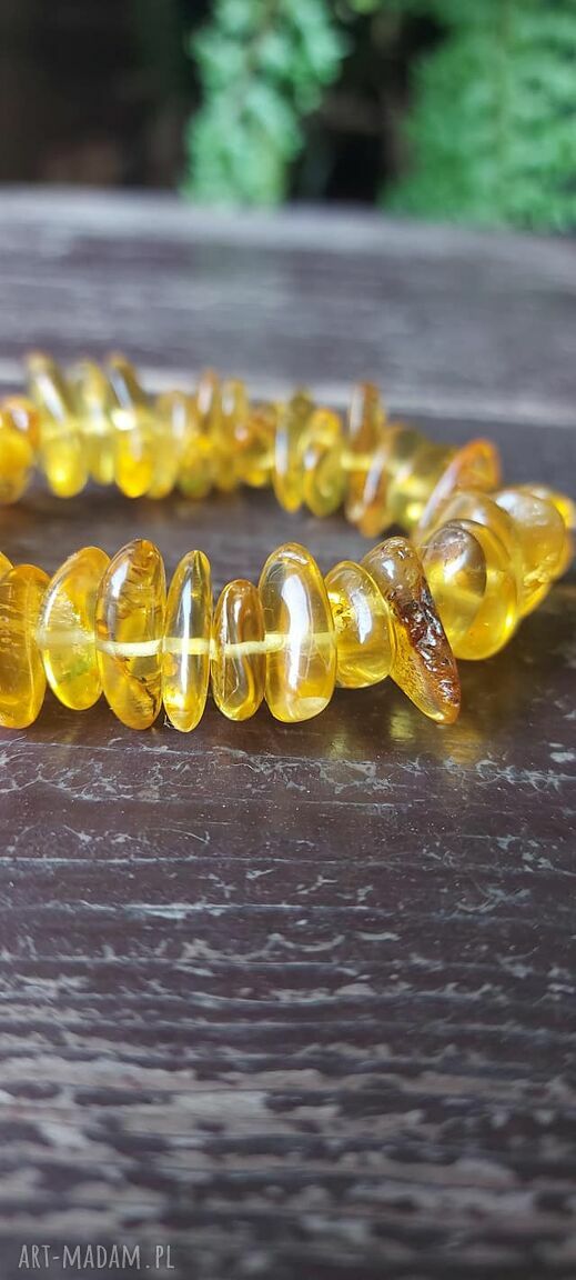 Bransoletka z miodowego bursztynu 10 mm - boho, ręcznie robiona