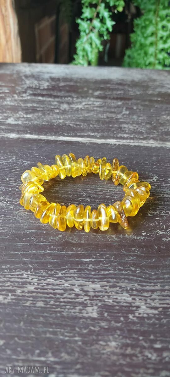 Bransoletka z miodowego bursztynu 10 mm - boho, ręcznie robiona