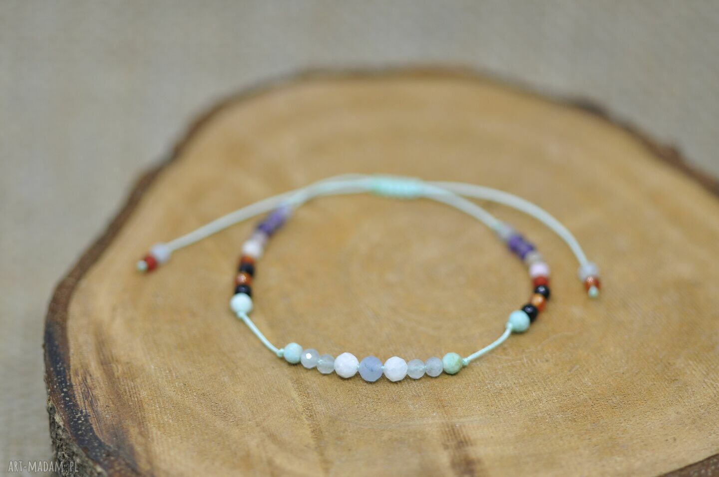 Bransoletka zodiakalna Ryby z kamieniami naturalnymi - handmade