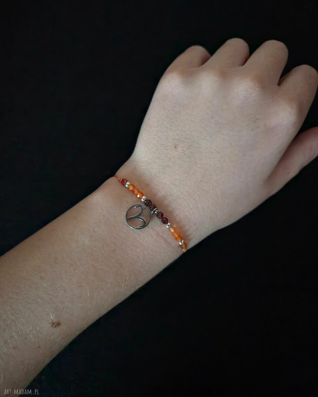 Bransoletka zodiakalna Baran - wersja ze srebrem z kamieniami naturalnymi