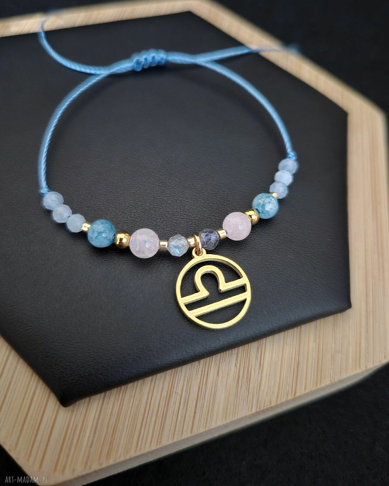 Bransoletka zodiakalna Waga - wersja ze złotem