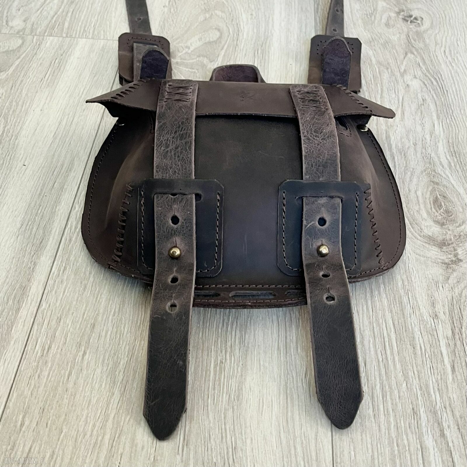 Brązowa mała torebka ze skóry Crazy Horse na ramię - vintage