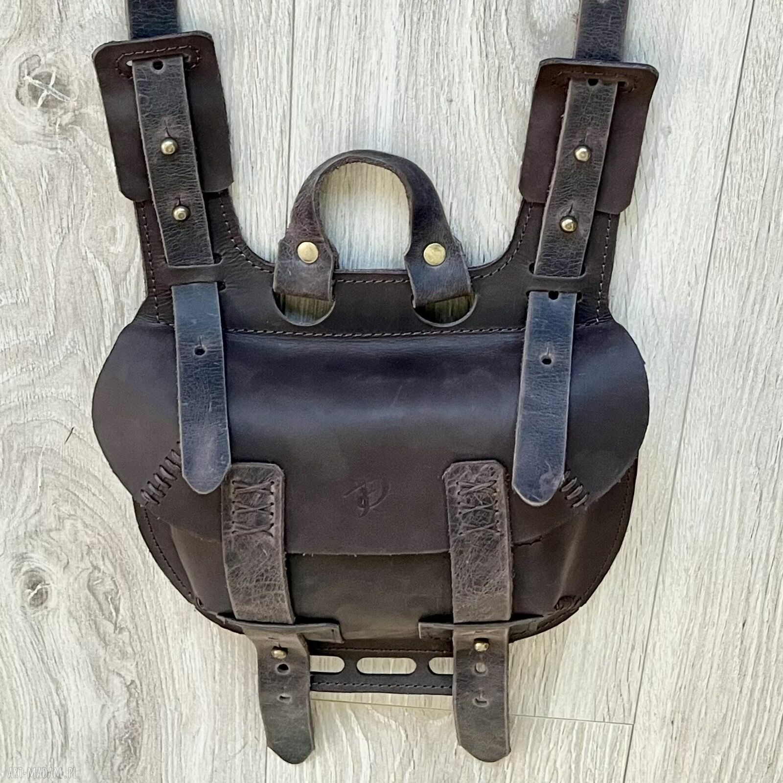 Brązowa mała torebka ze skóry Crazy Horse na ramię - vintage