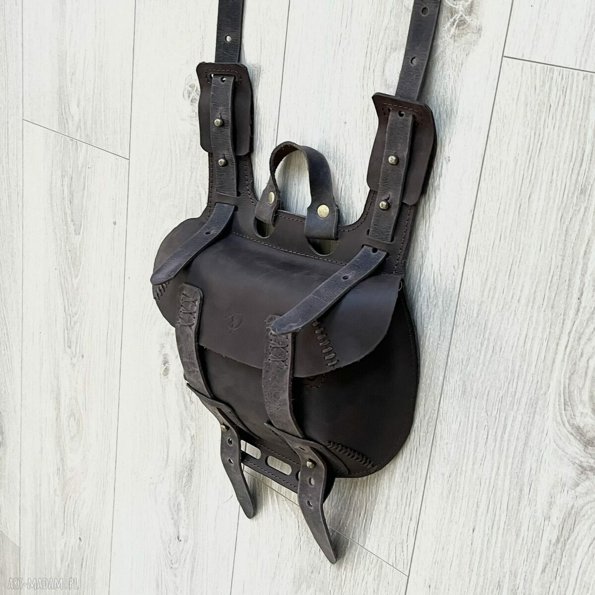 na ramię: Brązowa mała torba ze skóry „Crazy Horse” Vintage. Handmade