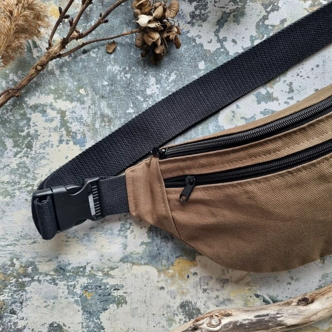 Brązowa męska nerka - pojemna saszetka handmade Go Deco