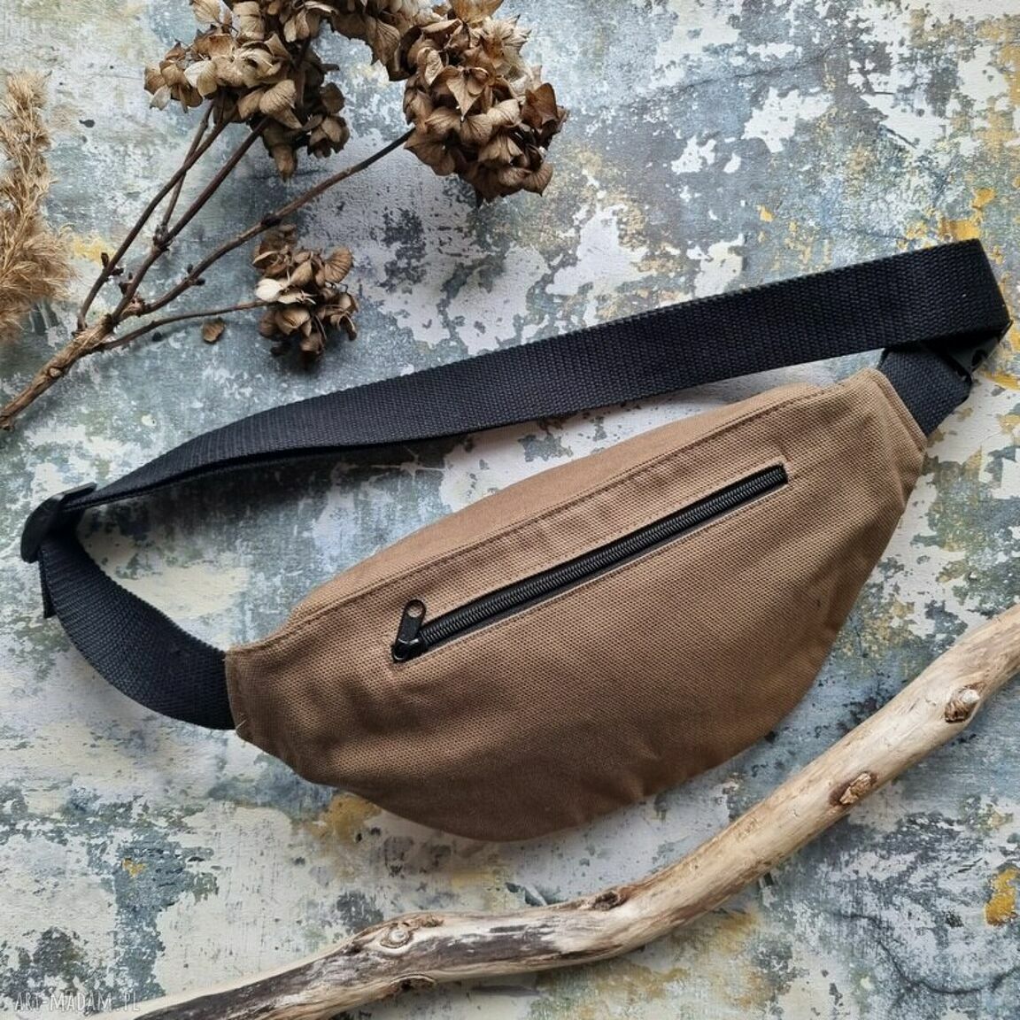 Brązowa męska nerka - pojemna saszetka handmade Go Deco