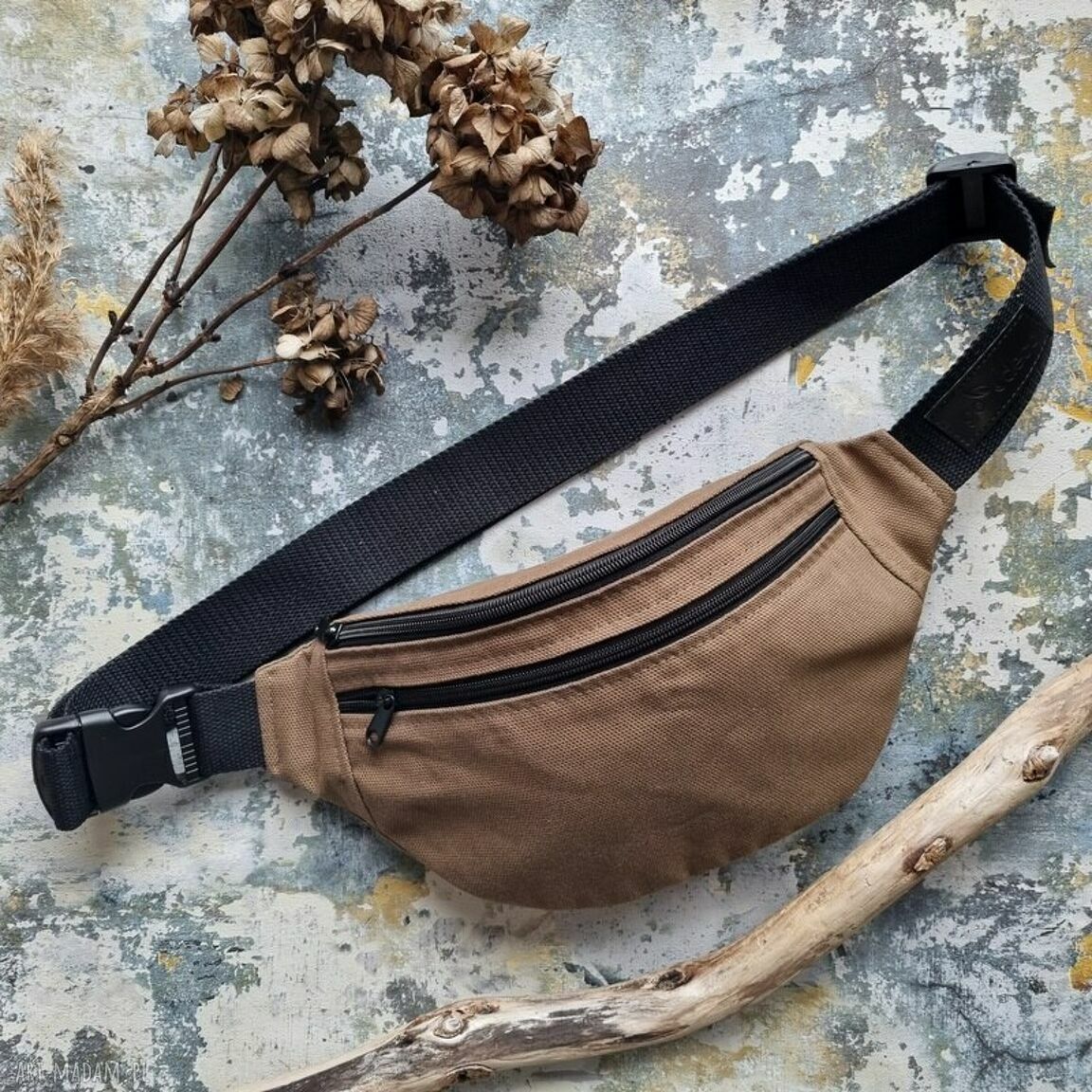 Brązowa męska nerka - pojemna saszetka handmade Go Deco