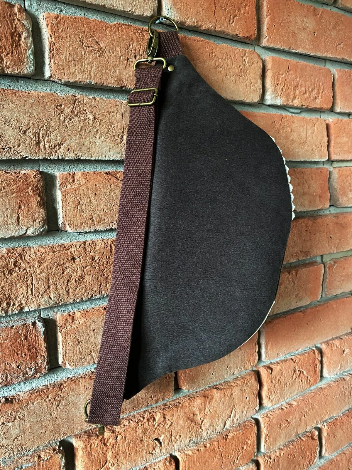Brązowa Neka Patchwork Saszetka - nerka damska handmade