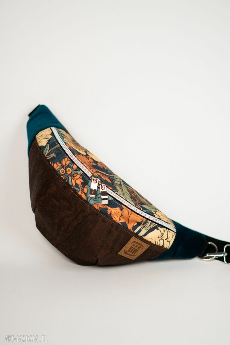 Brązowa nerka damska z korka w kwiaty Akwarelowe Marzenie
