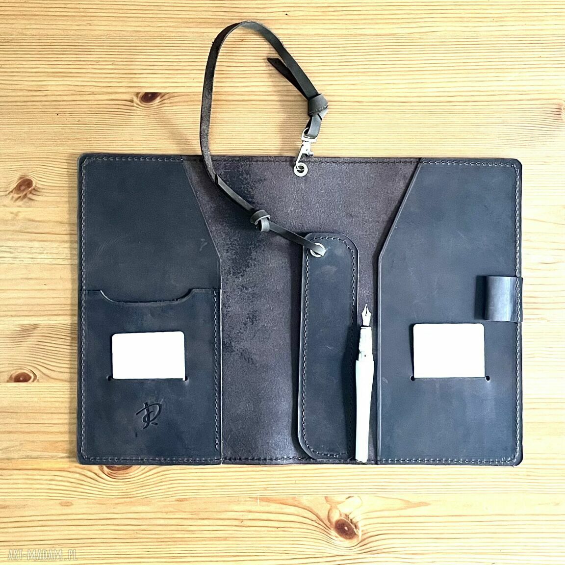 etui: Brązowa okładka na zeszyt ze skóry format A5 ręcznie zrobione