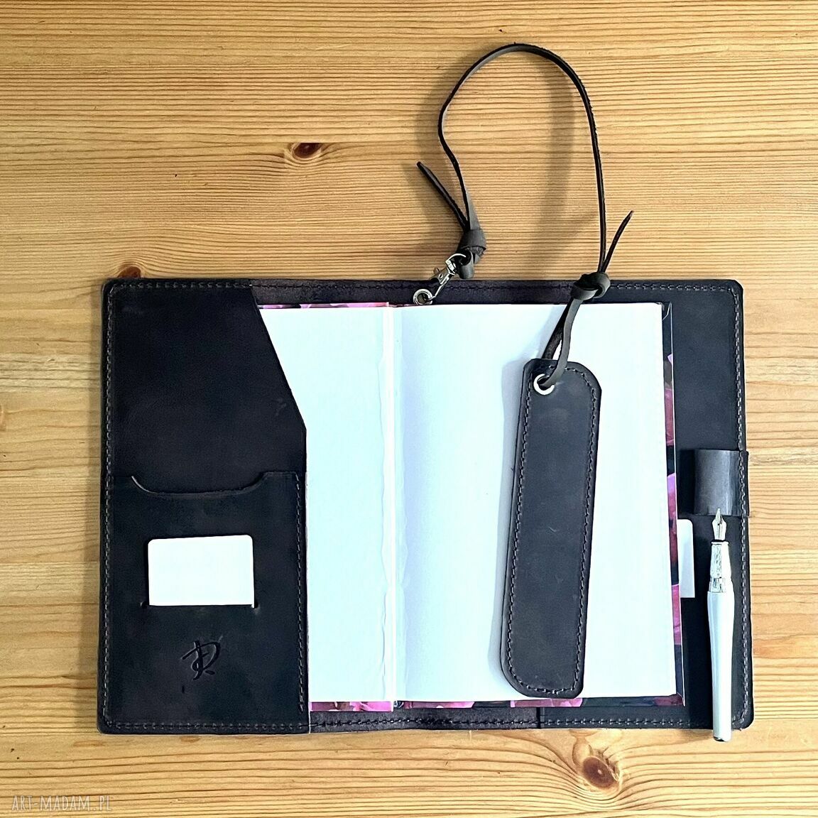 etui: Brązowa okładka na zeszyt ze skóry format A5 ręcznie zrobione