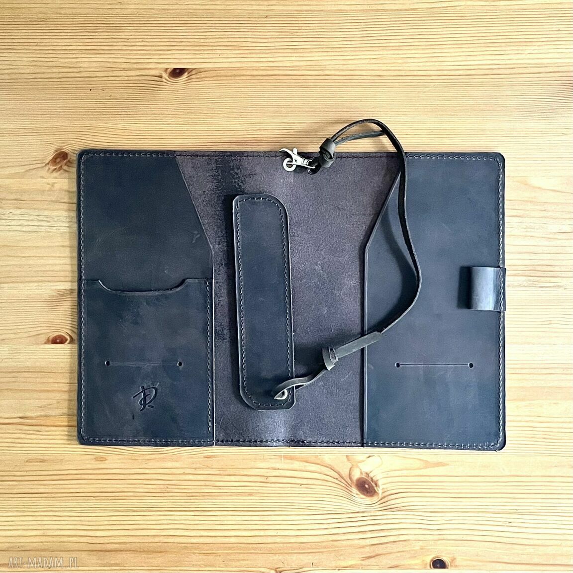 etui: Brązowa okładka na zeszyt ze skóry format A5 ręcznie zrobione