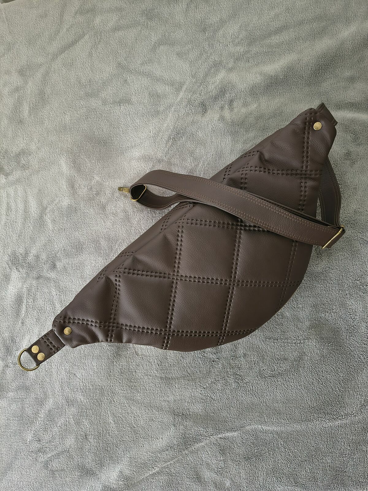Brązowa patchworkowa nerka XXL handmade