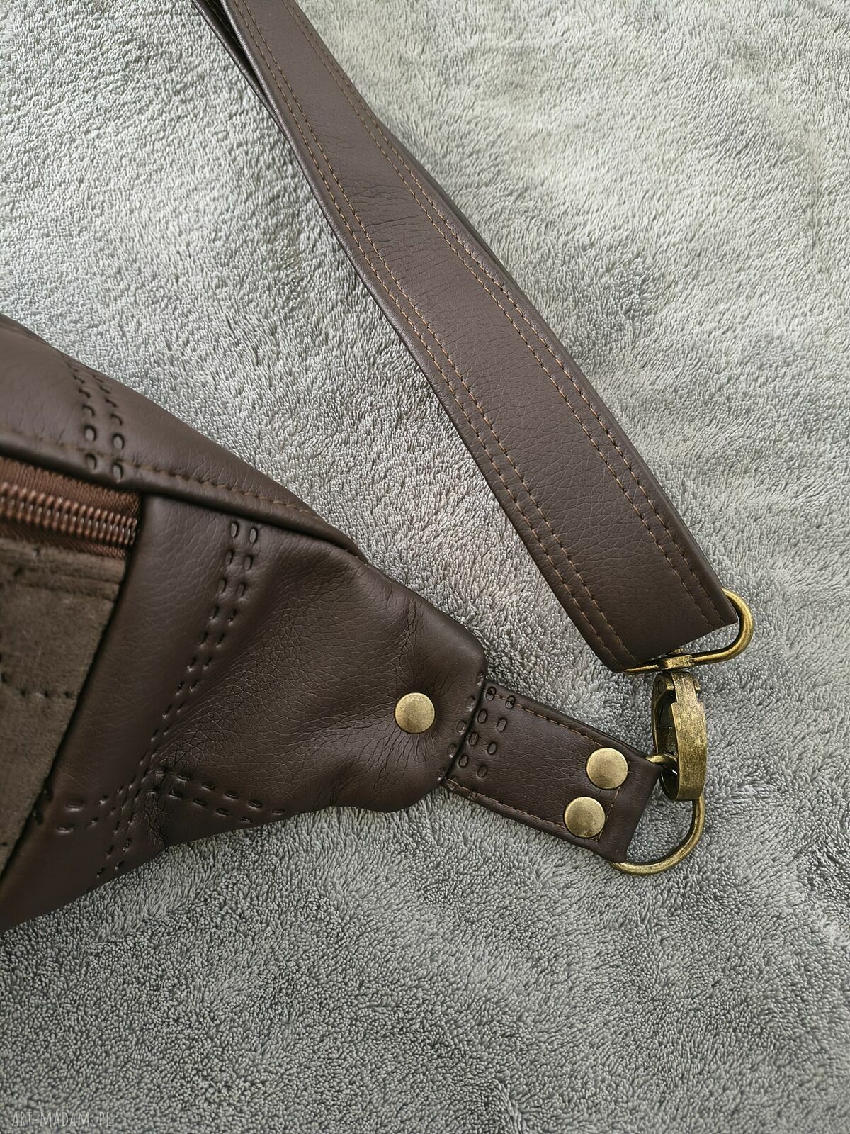 Brązowa patchworkowa nerka XXL handmade