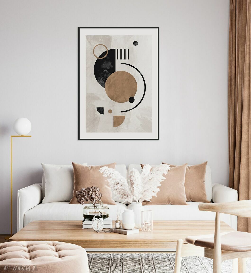 Plakat boho z brązową geometrią 50x70 cm - Hogstudio