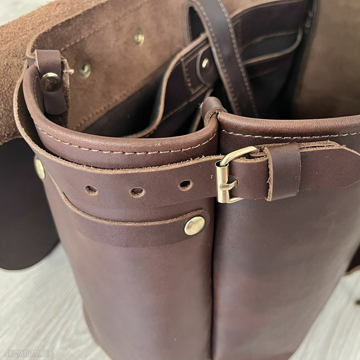 teczki: Brązowa teczka listonoszka format A4 ze skóry Crazy Horse. Ręcznie wykonane