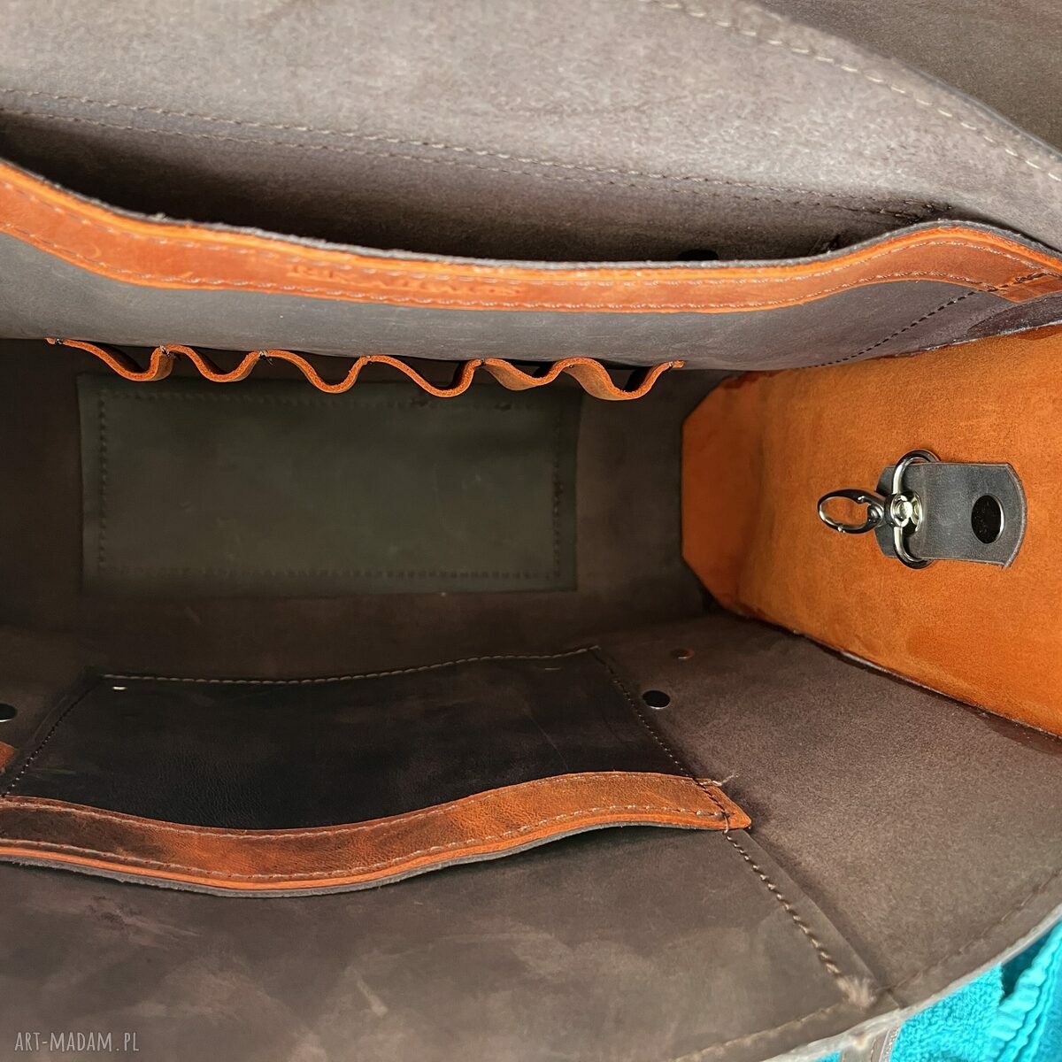 na ramię: Brązowa teczka skórzana na ramię formatu A4. hand made