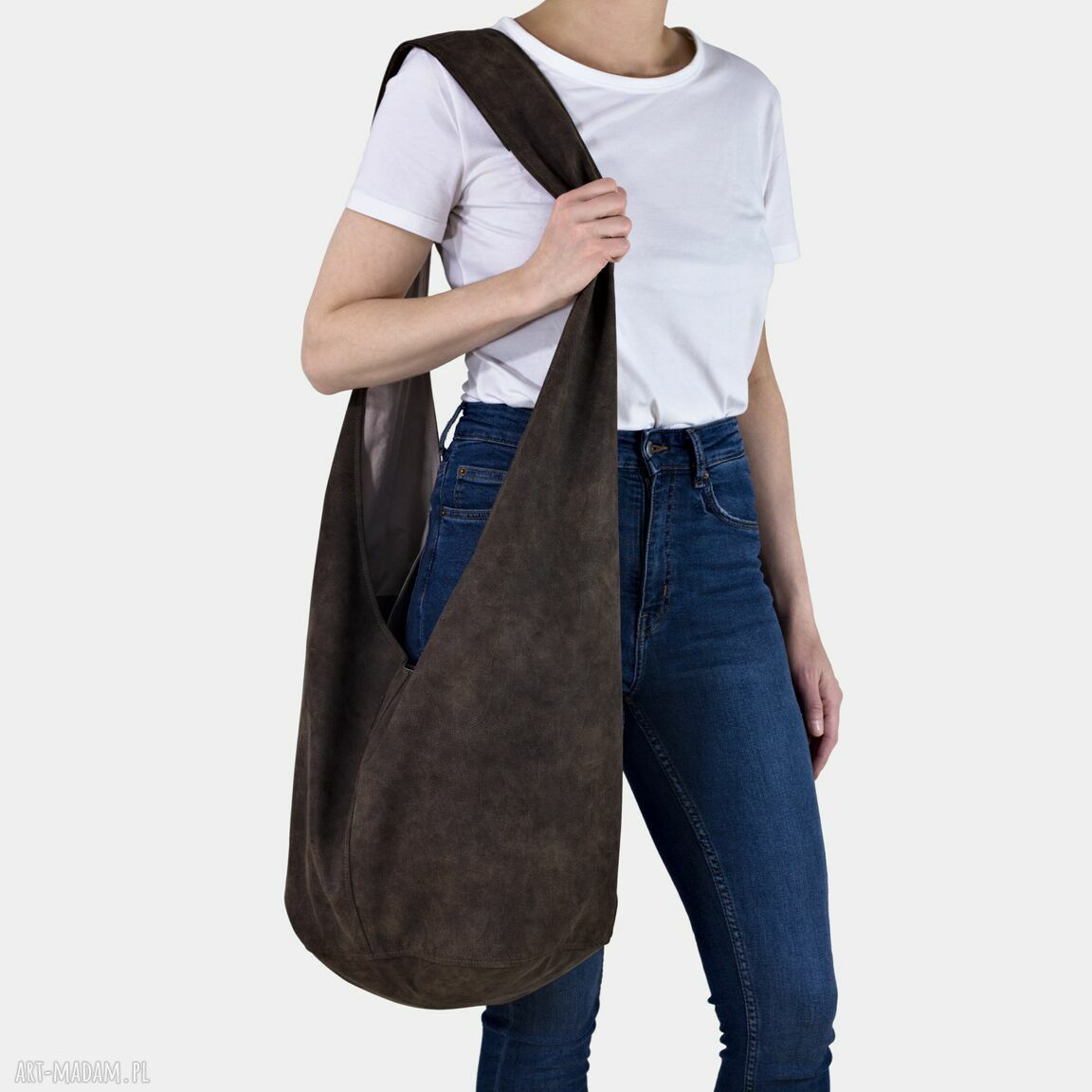 Brązowa torba hobo w stylu boho - Long Boogi Bag do noszenia przez ramię