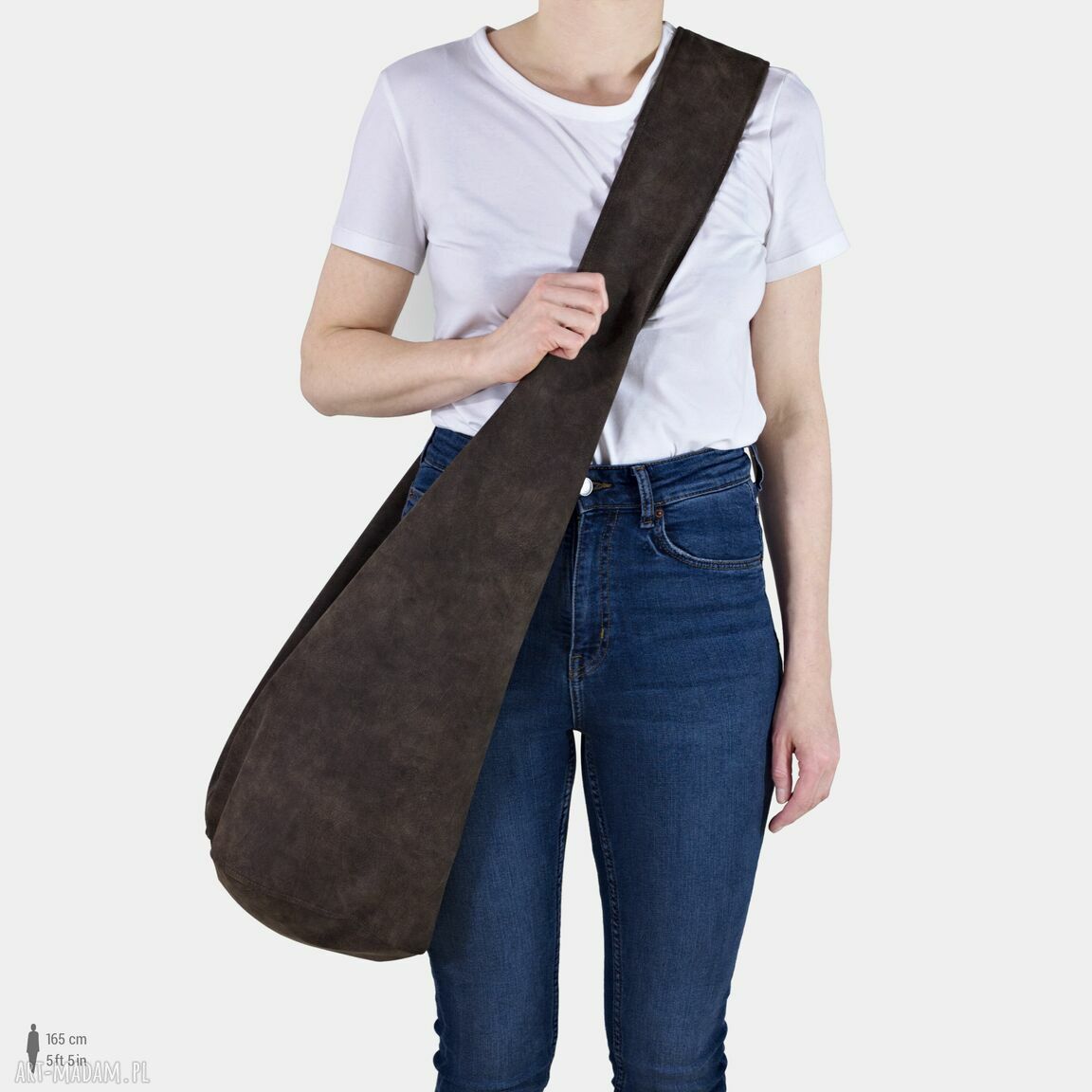 Brązowa torba hobo w stylu boho - vegan na ramię, ręcznie robiona