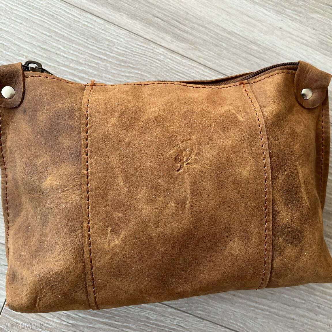 na ramię: Brązowa torba na ramię ze skóry format A 4. hand made