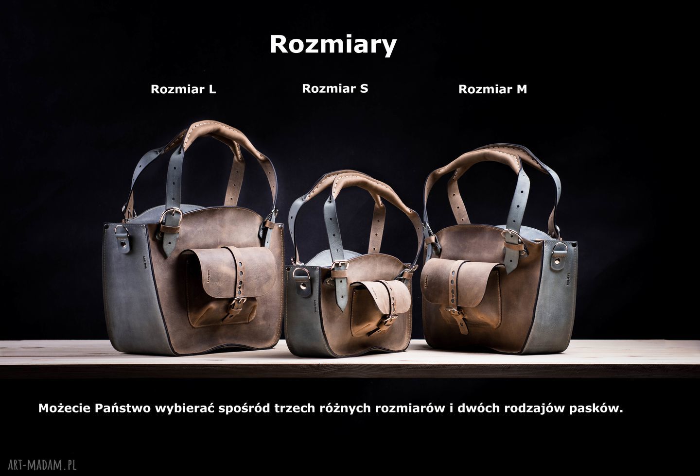 Brązowa torba do ręki z naturalnej skóry - rękodzieło Ladybuq Art Studio (M)