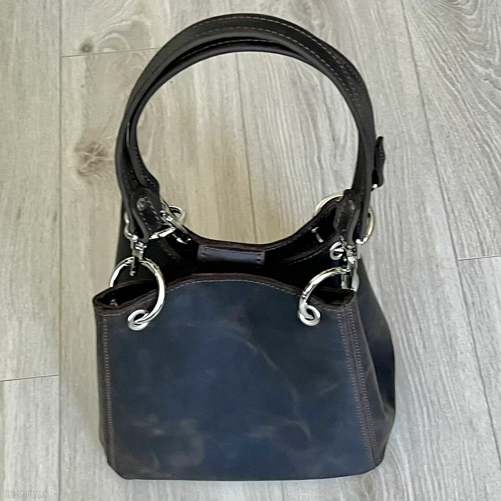 do ręki: Brązowa torebka damska ze skóry „Crazy Horse”. autorskie