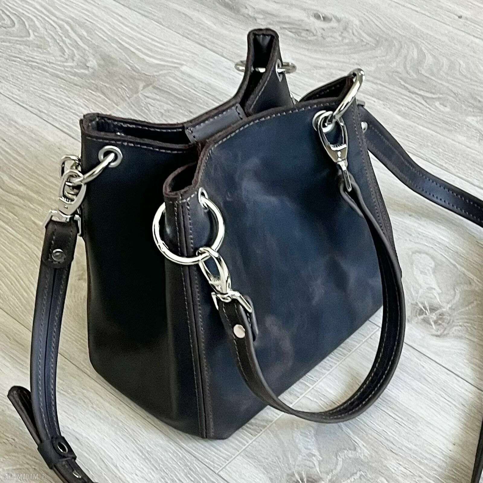 Brązowa torebka damska skóry „crazy horse” torba ręki skórzana