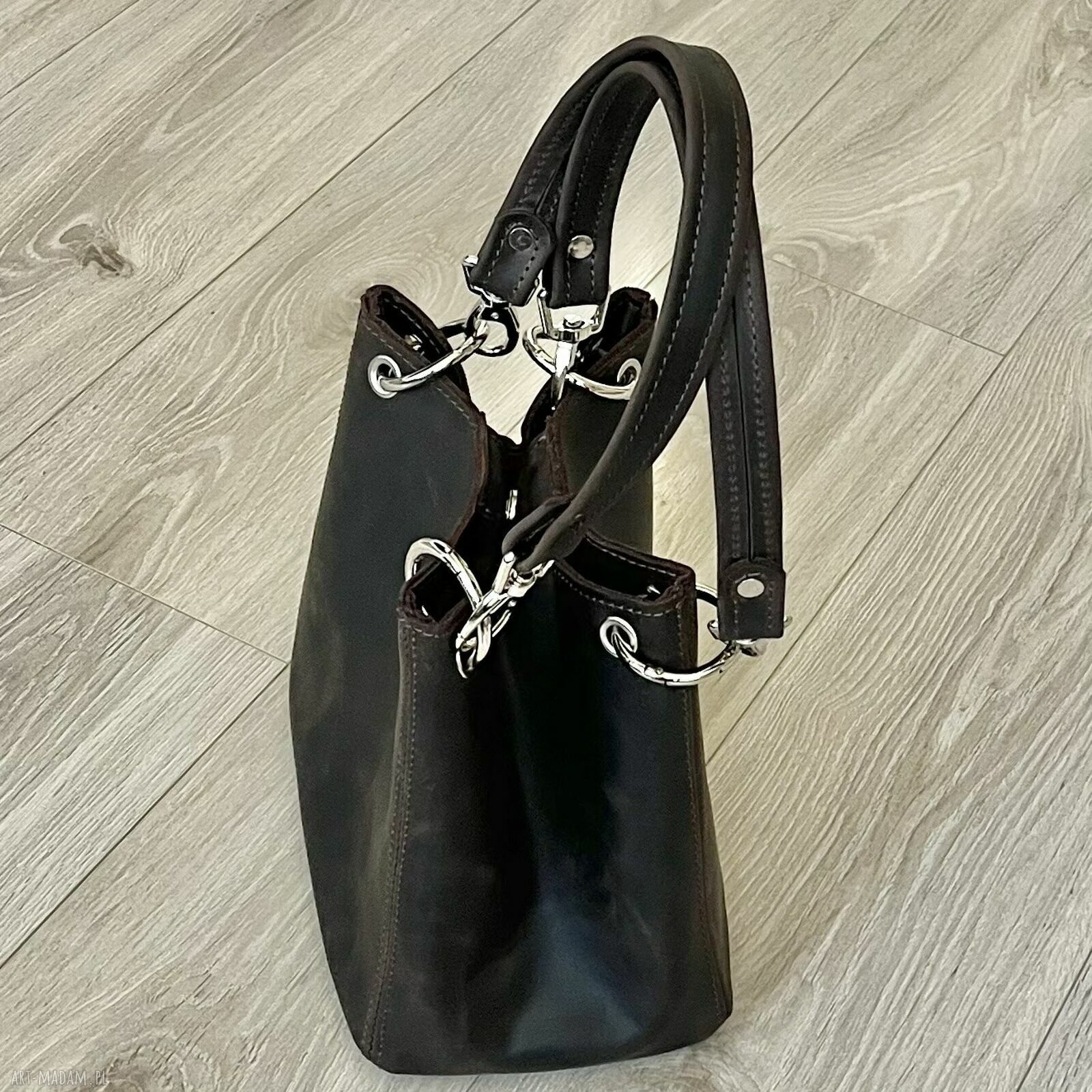 do ręki: Brązowa torebka damska ze skóry „Crazy Horse”. autorskie