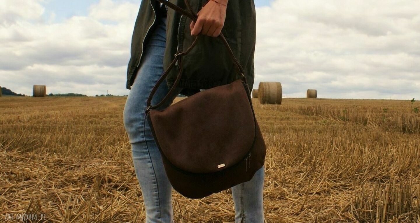 Listonoszka nubuk brąz Handmade