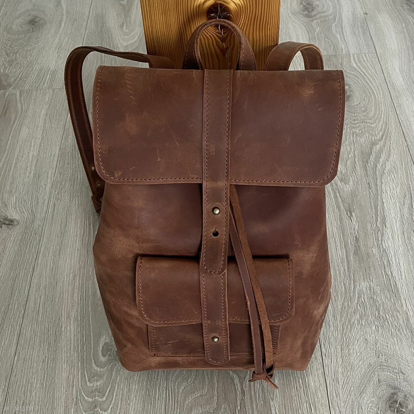 plecaki: Brązowy plecak wykonany ze skóry „. Crazy Horse”. Ręcznie robione