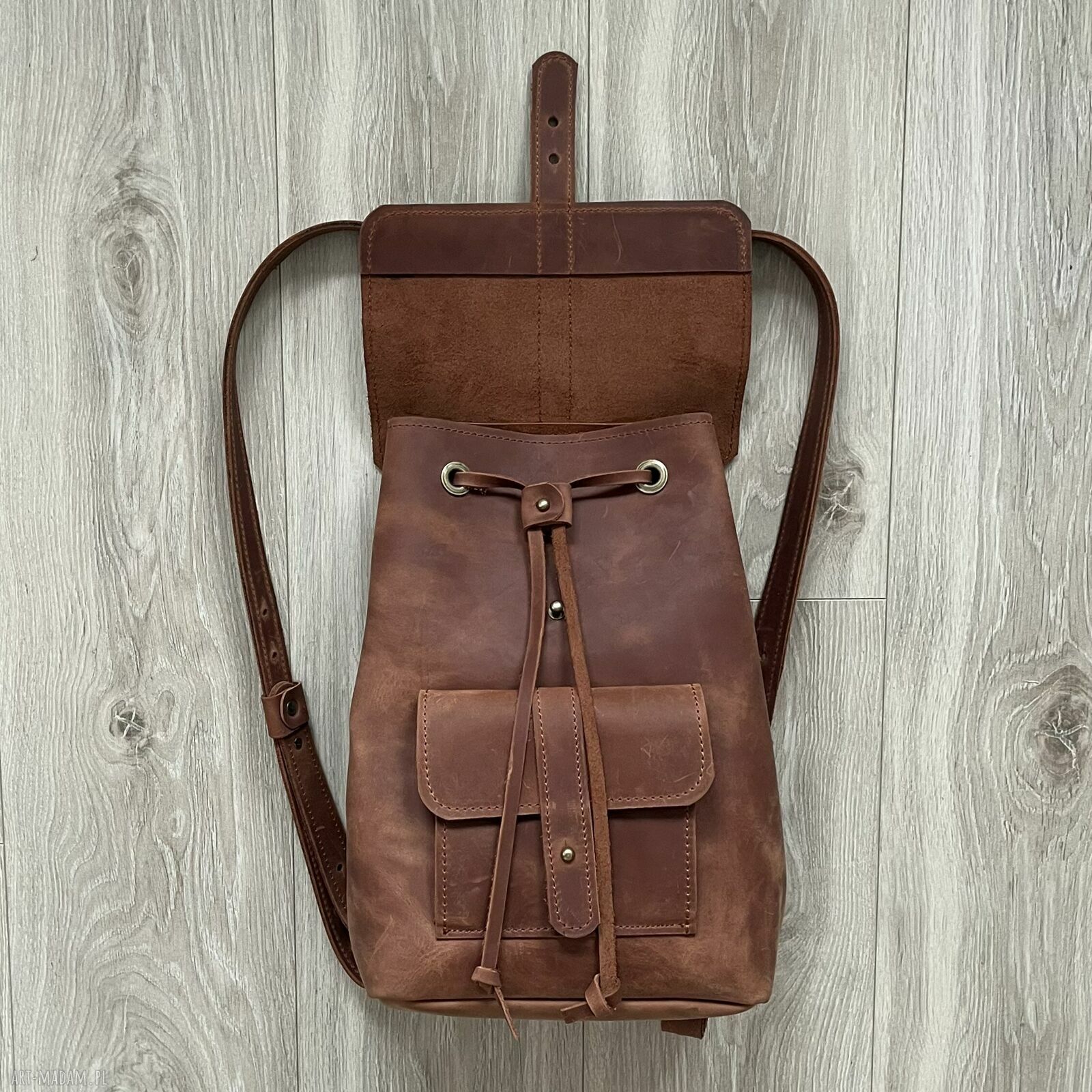 plecaki: Brązowy plecak wykonany ze skóry „. Crazy Horse”. Ręcznie robione