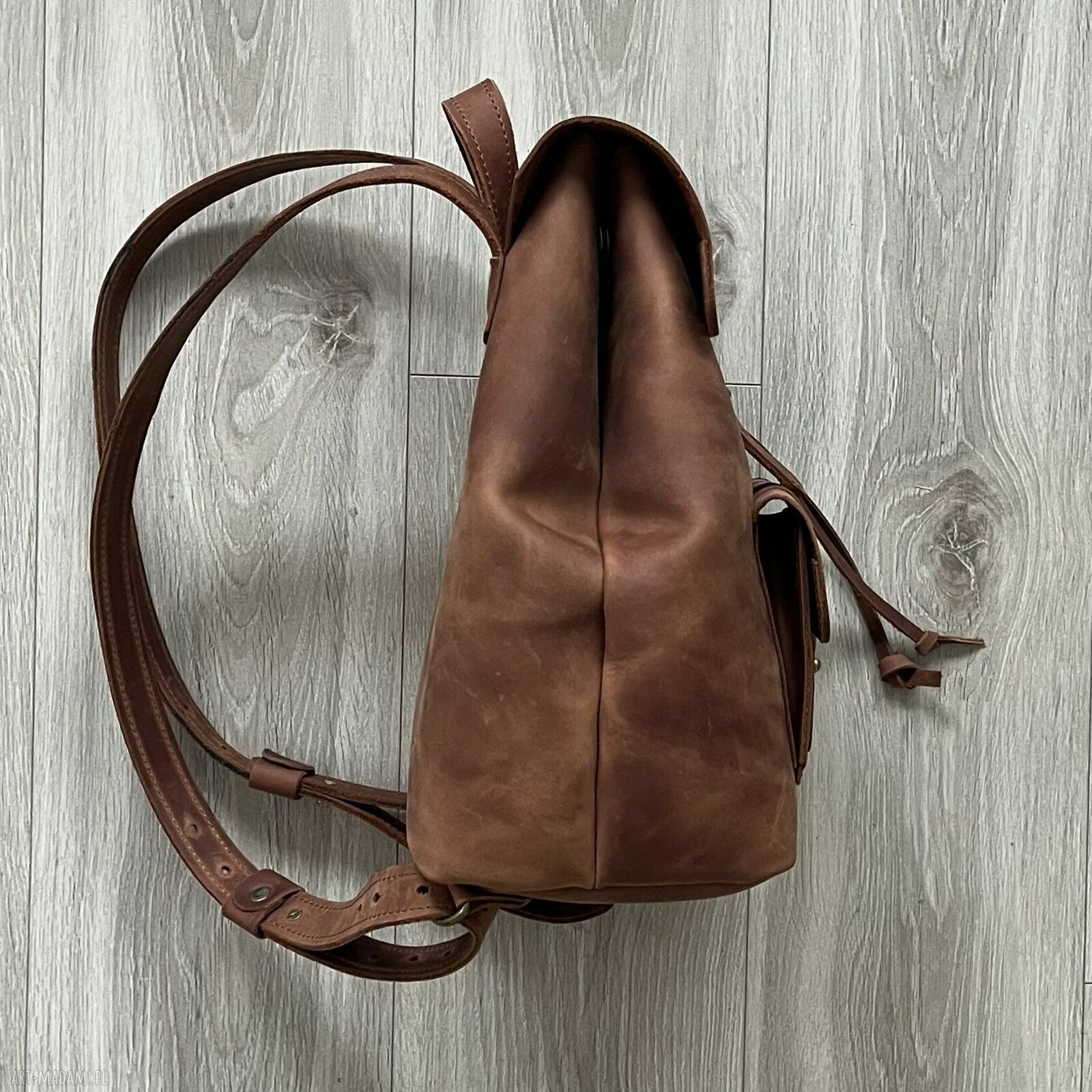 plecaki: Brązowy plecak wykonany ze skóry „. Crazy Horse”. Ręcznie robione