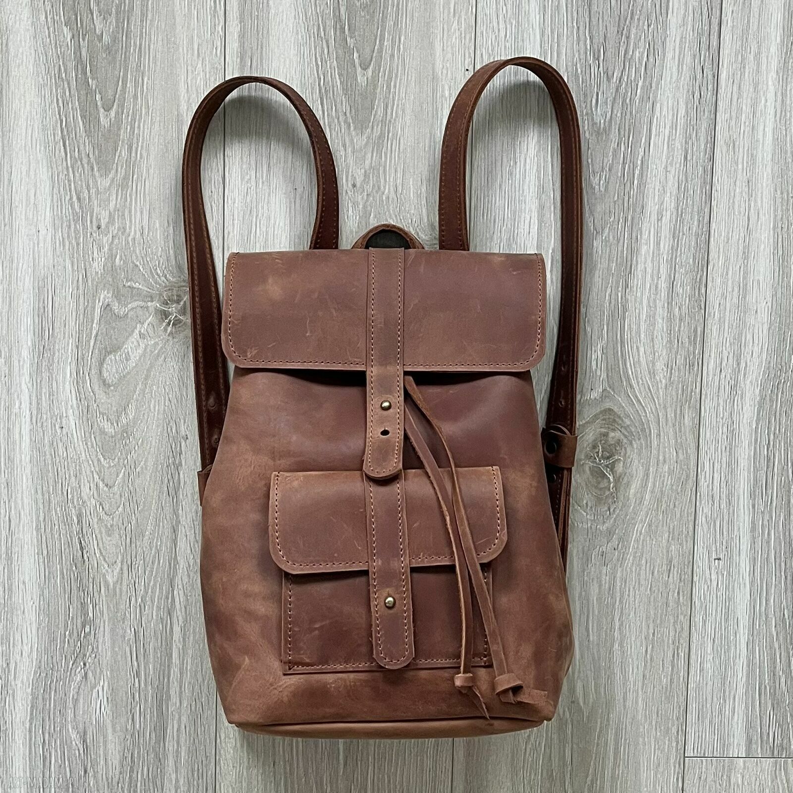 Brązowy plecak wykonany skóry „ crazy horse” vintage skórzany