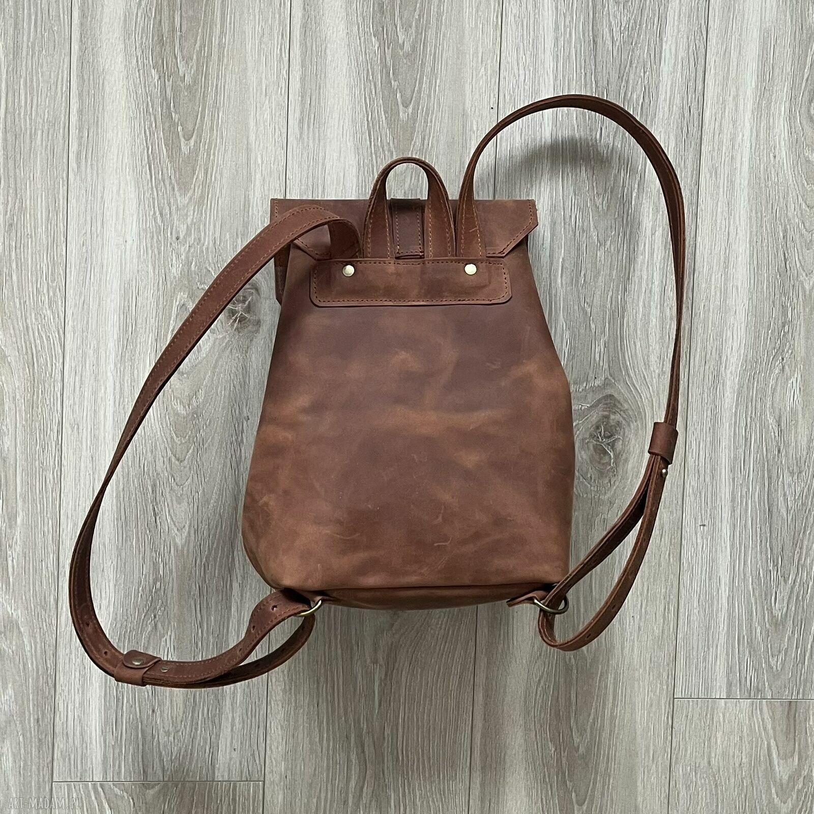 plecaki: Brązowy plecak wykonany ze skóry „. Crazy Horse”. Ręcznie robione