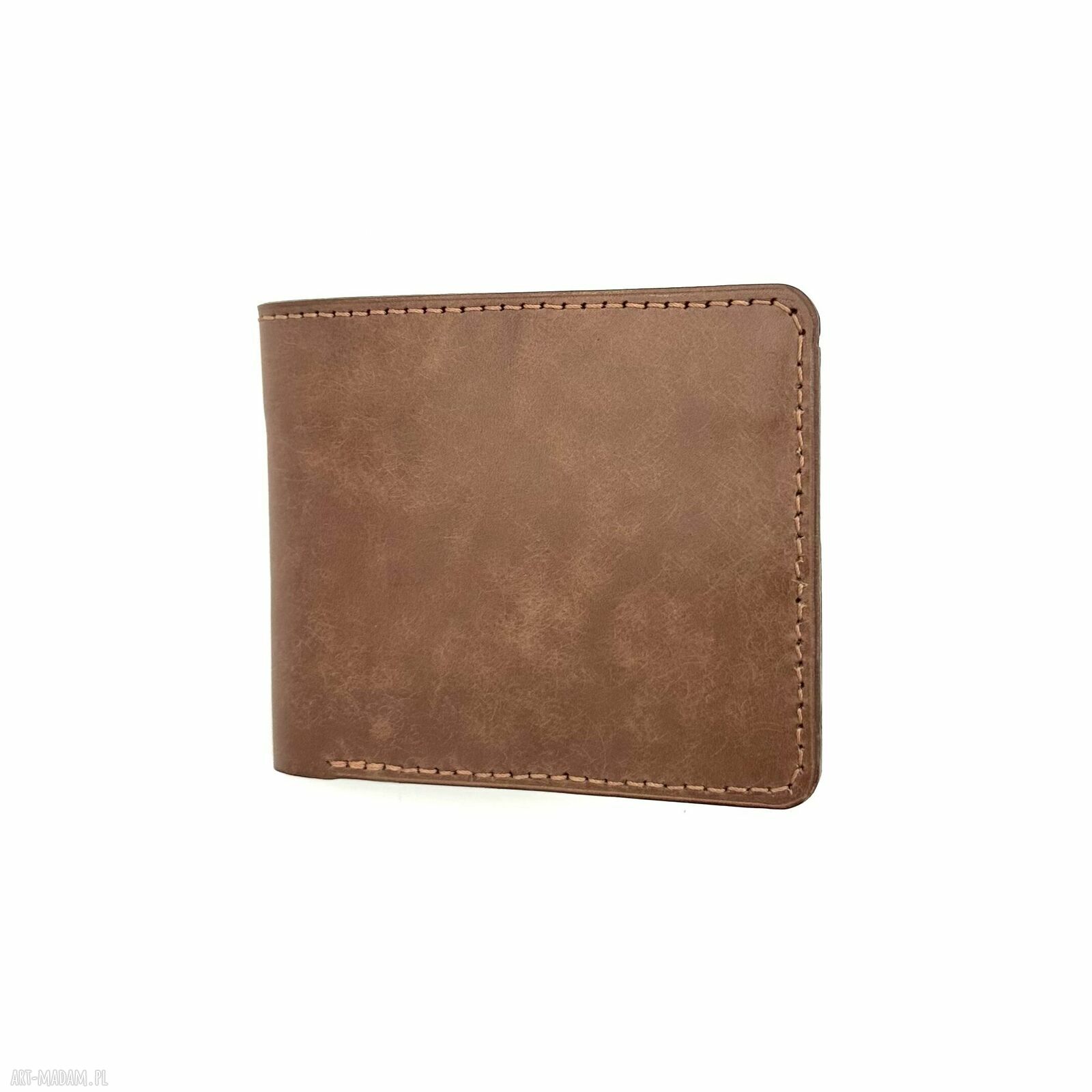 portfele: Brązowy portfel na bilon skórzany ręcznie uszyty. handmade