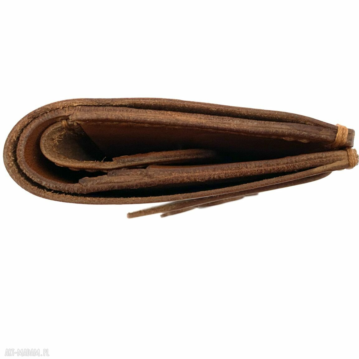 portfele: Brązowy portfel na bilon ze skóry uszyty. ręcznie robione