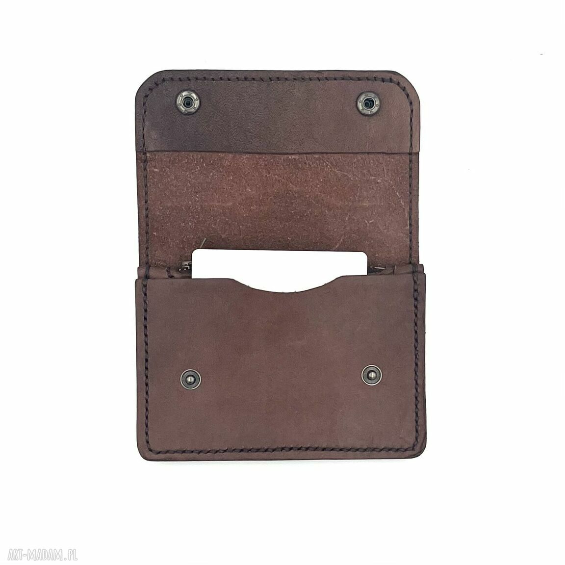 portfele: Brązowy portfel na bilon ze skóry uszyty. ręcznie robione