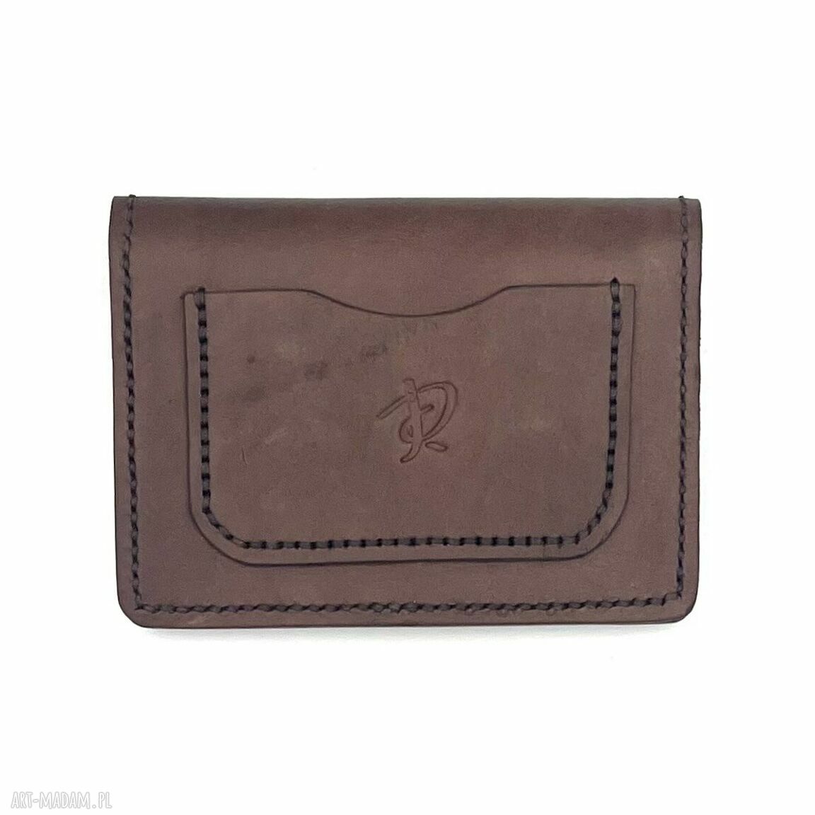 portfele: Brązowy portfel na bilon ze skóry uszyty. ręcznie robione
