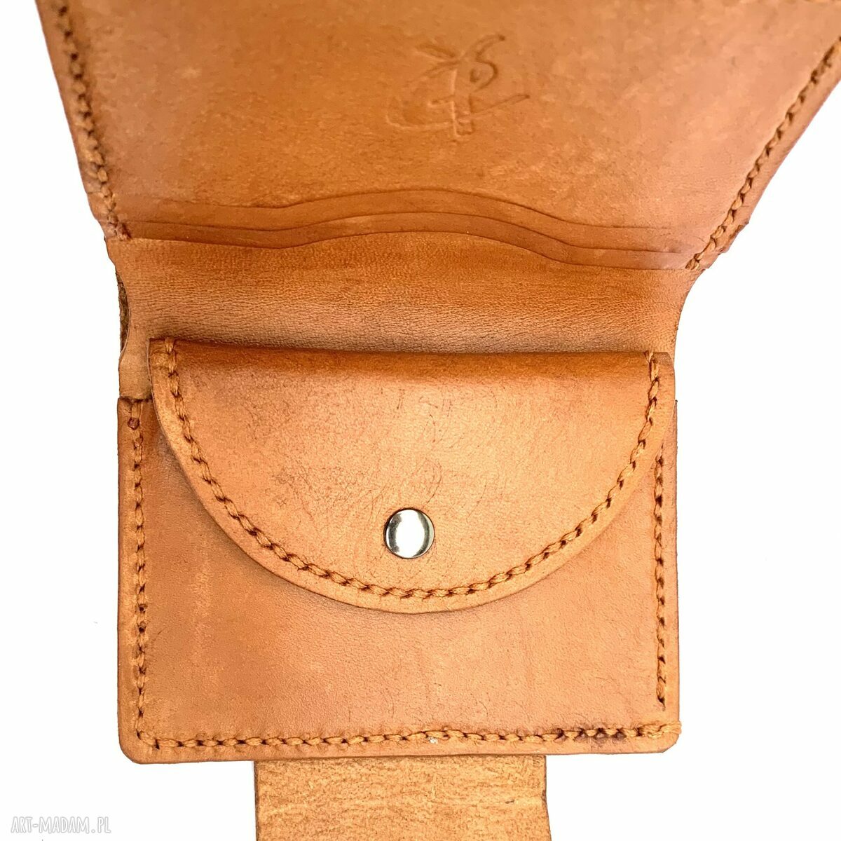 portfele: Brązowy portfel na bilon ze skóry uszyty. ręcznie robione