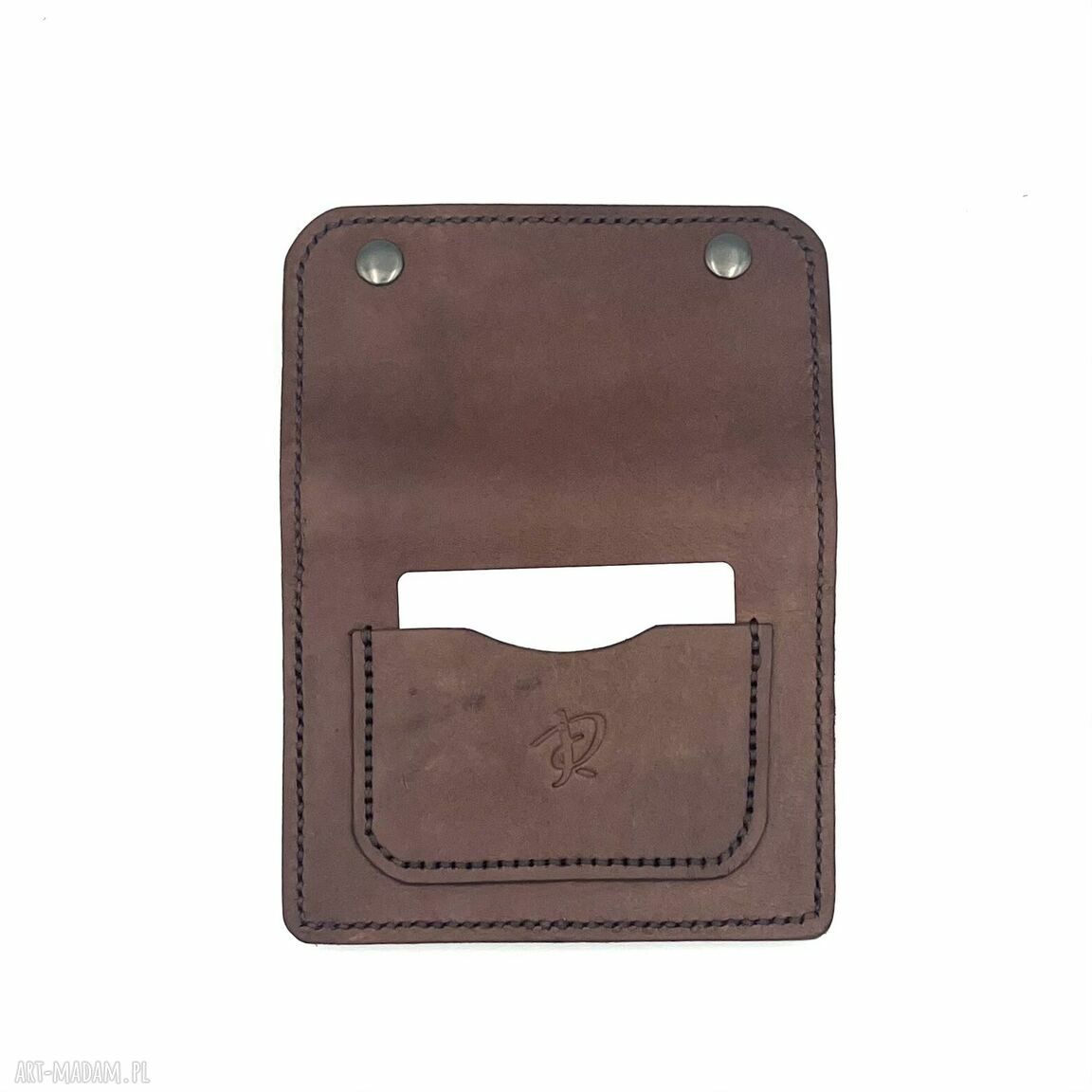 portfele: Brązowy portfel na bilon ze skóry uszyty. ręcznie robione