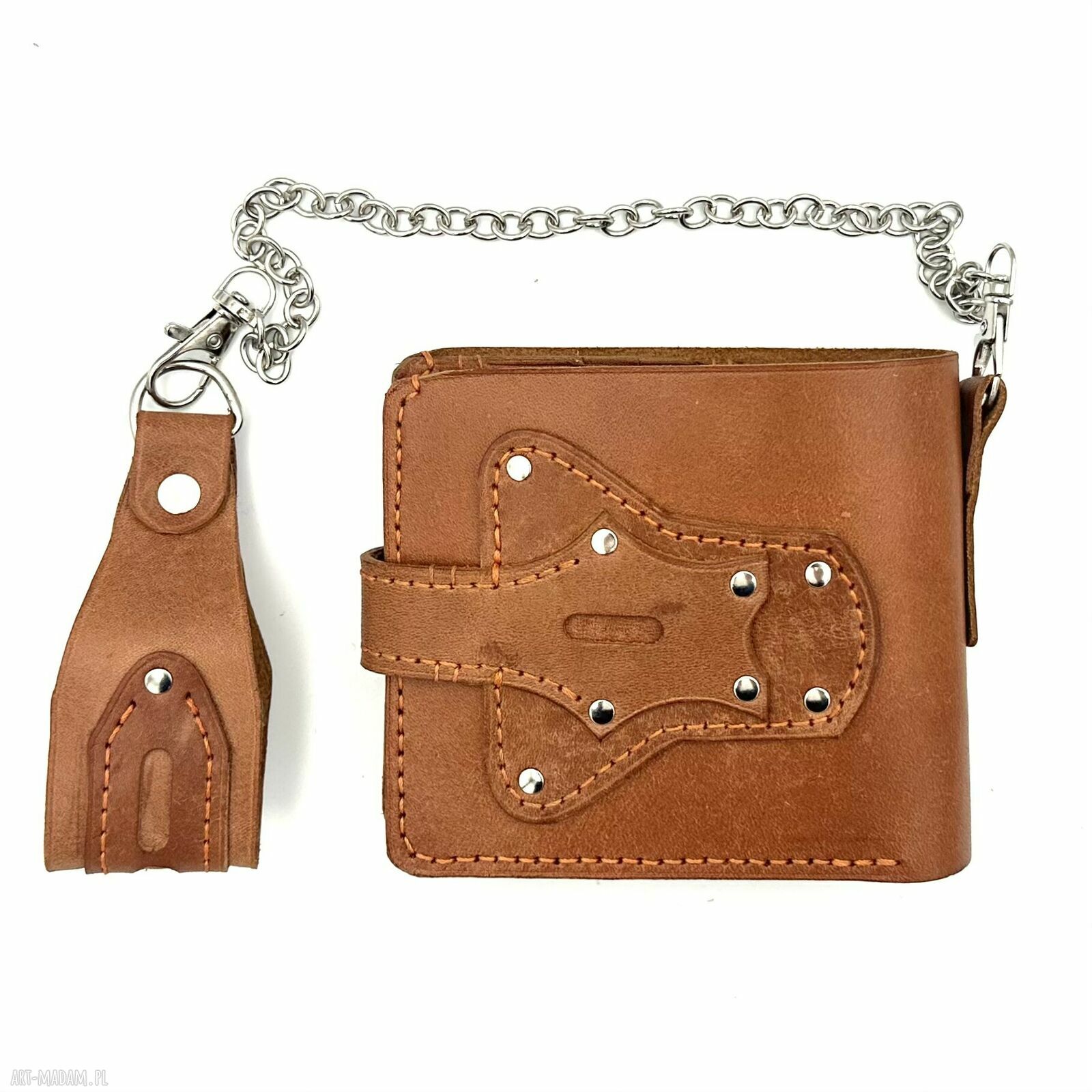 portfele: Brązowy portfel skórzany na bilon ręcznie uszyty handmade