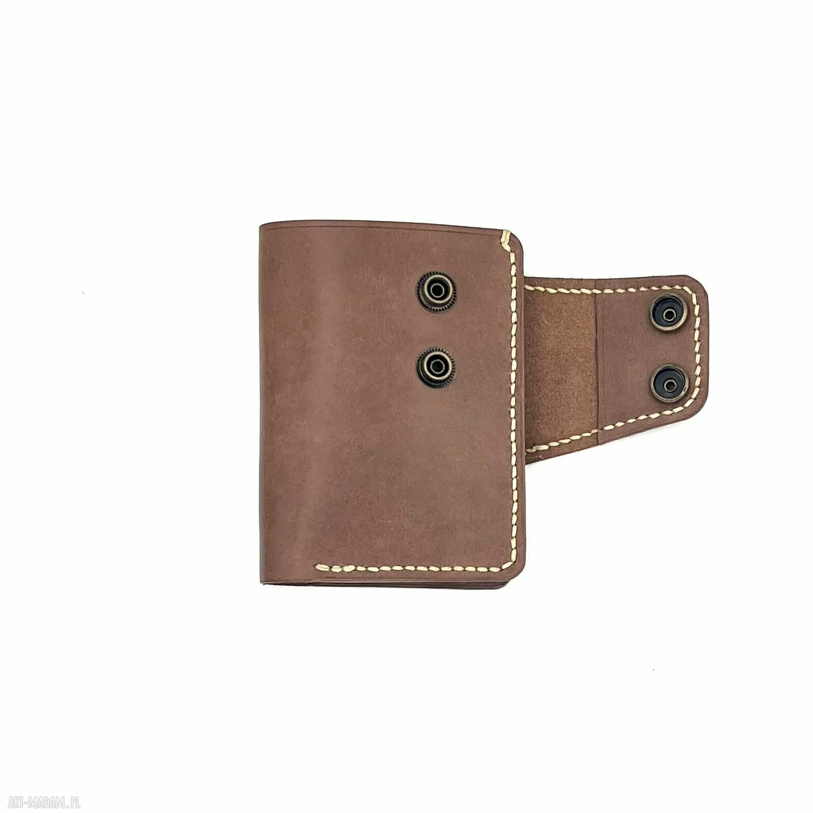 portfele: Brązowy portfel skórzany na karty ręcznie uszyty. robione
