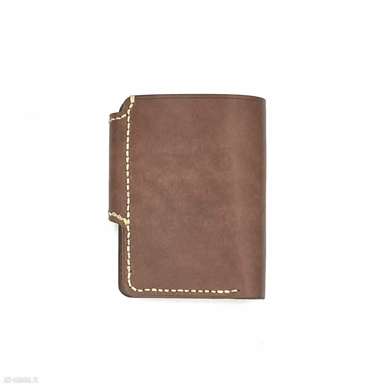 portfele: Brązowy portfel skórzany na karty ręcznie uszyty. robione
