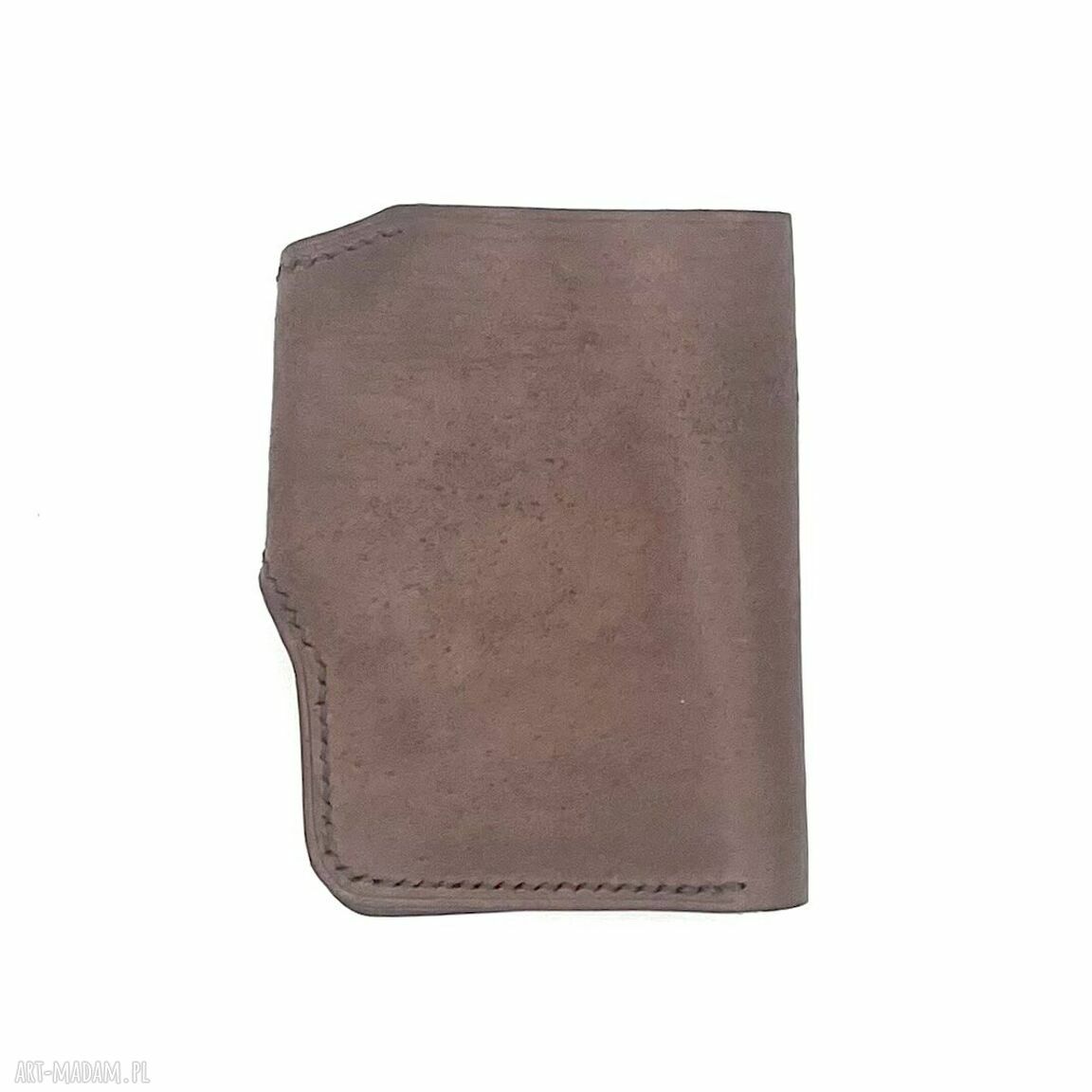 portfele: Brązowy portfel skórzany ręcznie uszyty na karty. ręczne wykonanie