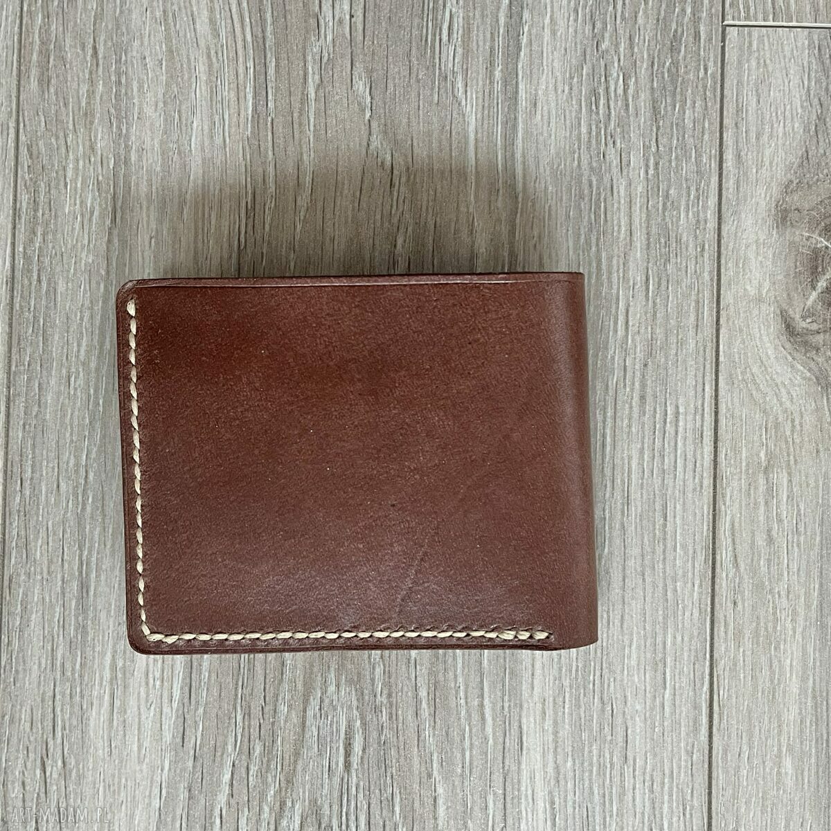 portfele: Brązowy portfel ze skóry uszyty. Ręcznie zrobione
