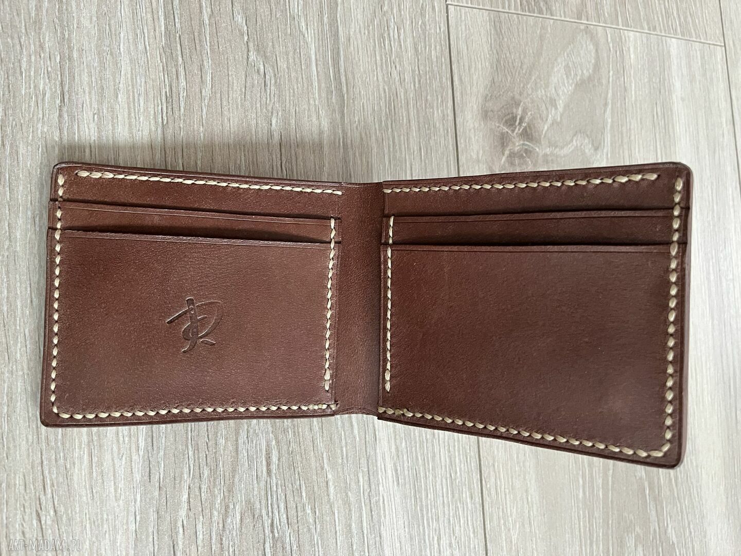 Brązowy portfel skóry ręcznie uszyty skórzany robert zmuda