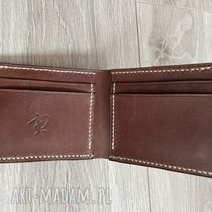 brązowy portfel ze skóry ręcznie uszyty
