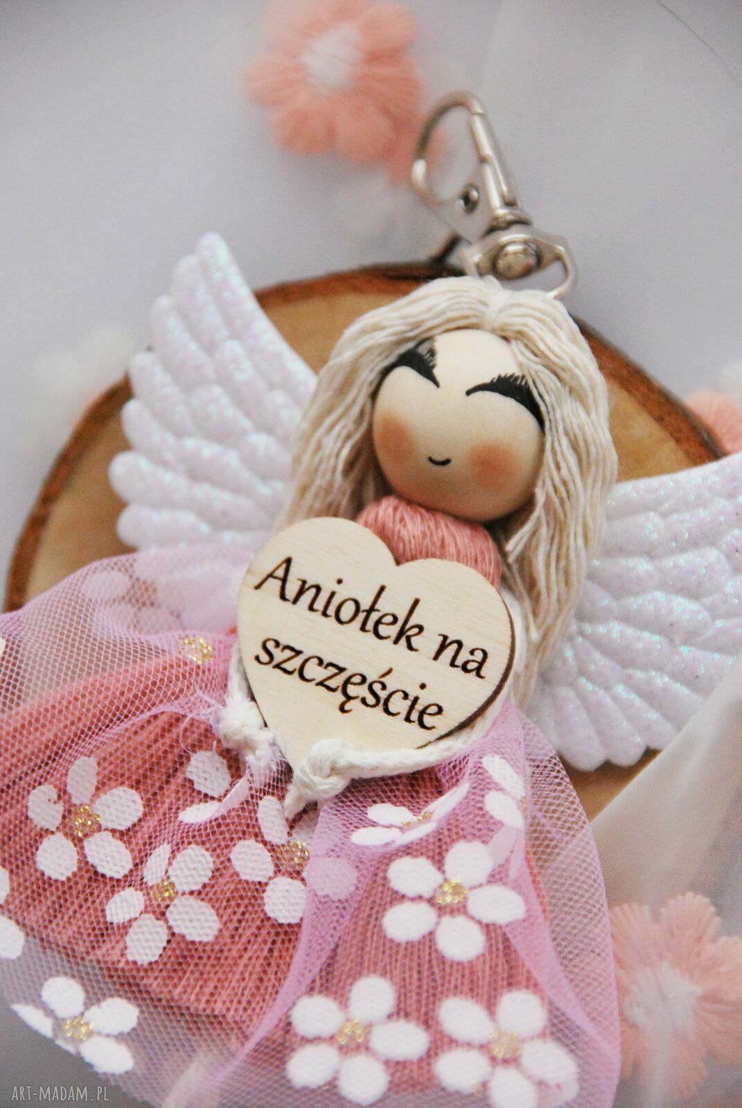 Breloczek Aniołek na szczęście - brelok do kluczy, prezent dla niej